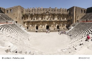 Das alte römische Theater in Aspendos.